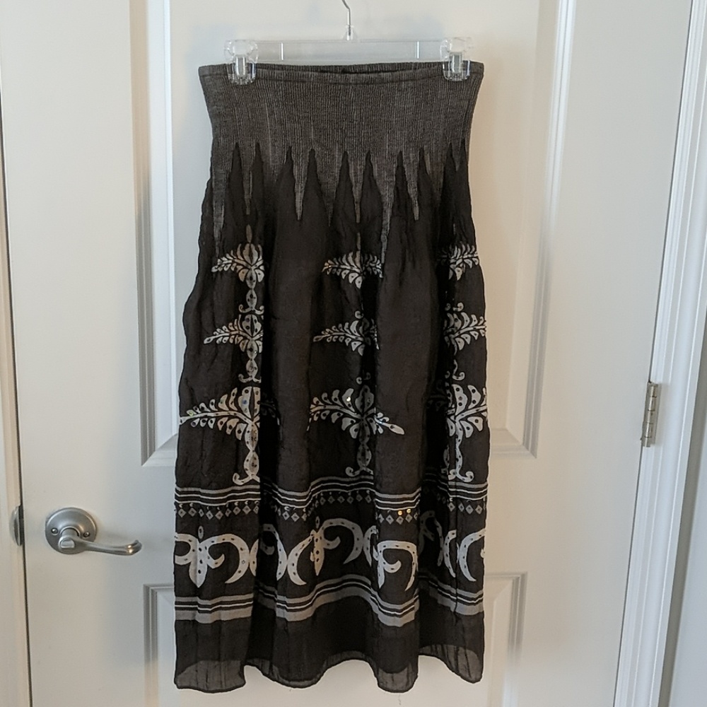 Black Lapis boho strapless dress